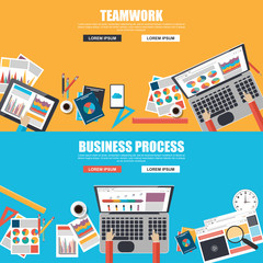 Aufkleber - Flat design concepts for business process and teamwork
