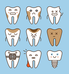 Wall Mural - Tooth icons set, dental collection