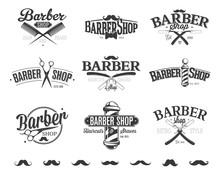 Typographic Barber Shop Emblems