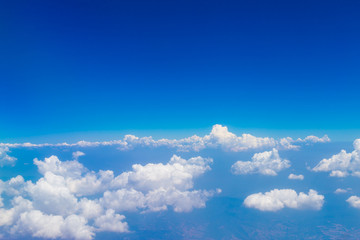 Blue sky with white clouds, aerial photography