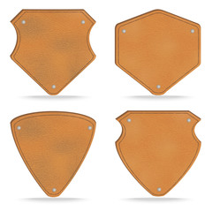 Sticker - Set of leather tag labels on white