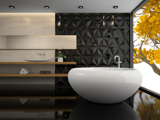 Wall Mural - Interior of  stylish bathroom 3D rendering