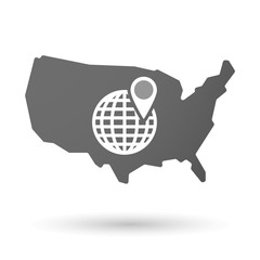 Poster - USA map icon with a world globe