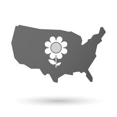 Wall Mural - USA map icon with a flower