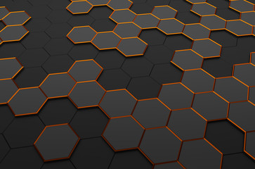 Poster - Abstract 3D Rendering of Surface with Hexagons.