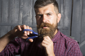 Poster - Unshaven man with scissors