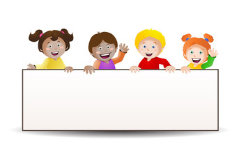 Wall Mural - four kids banner