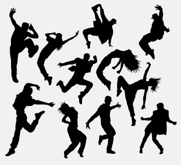 Canvas Print - Hip hop male and female dancer silhouettes