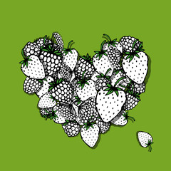 Sticker - Berries heart, sketch for your design