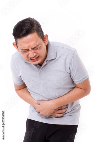 Fotografija asian man suffering from stomachache, constipation, indigestion,