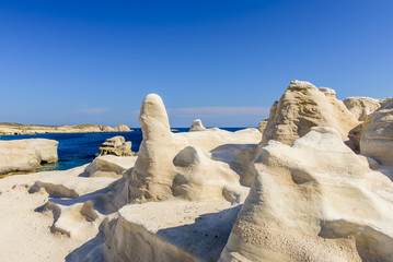 Wall Mural - White chalk cliffs in Sarakiniko, Milos island, Cyclades, Greece.