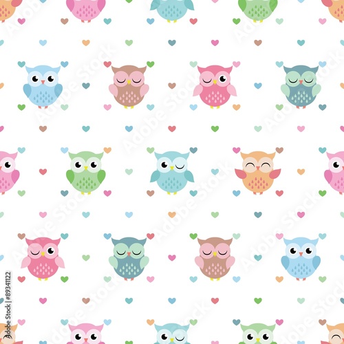 Naklejka na szafę Lovely Owl Pattern