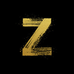 Wall Mural - Gold glittering brush hand painted letter Z