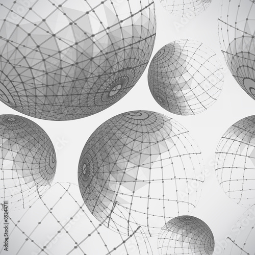 Naklejka na kafelki Seamless black and white pattern of abstract textile mesh balls