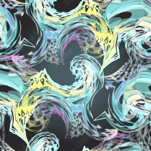 Naklejka nad blat kuchenny Seamless black textile pattern of lines and dots swirling in a s
