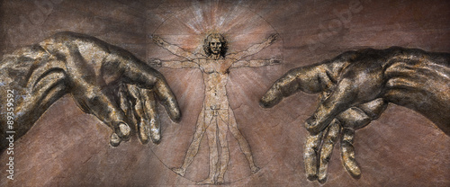 Naklejka - mata magnetyczna na lodówkę The Renaissance - Vitruvian Man and Creation of Adam