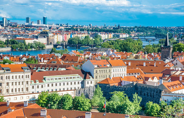 Wall Mural - Panoramic view of Prague Old town and Lesser town from Prague ca