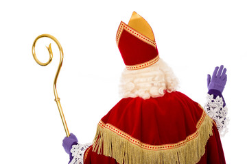 Wall Mural - Back of Sinterklaas on white background