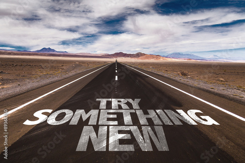 Cuadros en Lienzo Try Something New written on desert road
