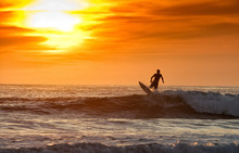 Surfing At Sunset