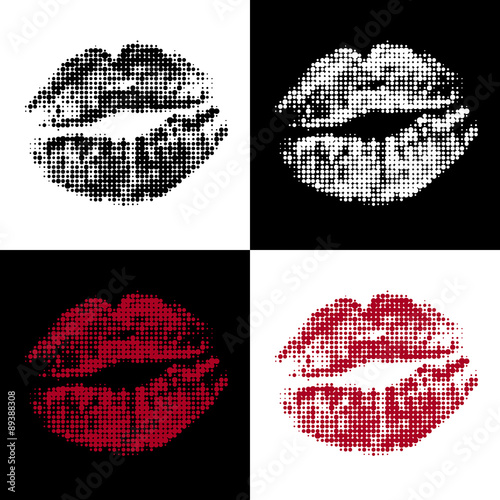 Obraz w ramie halftone lips