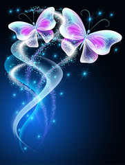 Wall Mural - Butterflies with glowing firework