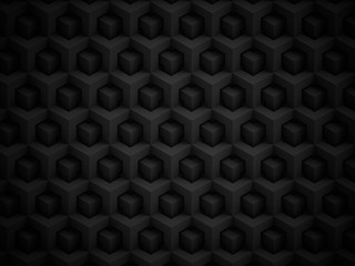 Poster - Abstract black polygonal 3D pattern - geometric box structure background