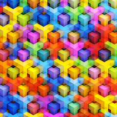 Poster - Colorful 3D boxes background - vibrant cubes pattern