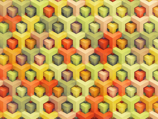 Poster - Colorful vintage 3D boxes background - vibrant cubes pattern