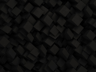 Poster - Abstract black 3D geometric background made by dark polygon boxes