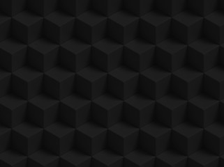 Poster - Abstract black 3D geometric cubes background - seamless pattern