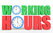 3d Working hours text with clocks depicting 9 to 5 job