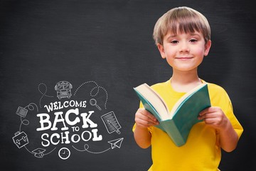 Sticker - Composite image of happy pupil with book