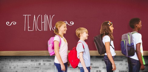 Wall Mural - Teaching against red background