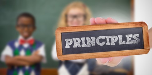 Sticker - Principles against pupils smiling at camera with arms crossed 