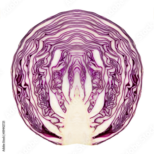 Cuadros en Lienzo Red cabbage cut in half and made symmetric