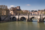 Fototapeta Paryż - Bridge across Tiber River, Rome, Italy