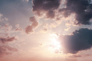 Wall Mural - Cloud with sky and sun in the rainy season in Thailand