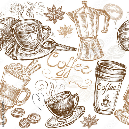 seamless pattern coffee Canvas Print