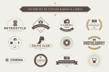 Wall Mural - set of vintage badges and labels.