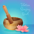 Vector illustration of tibetan singing bowl with wooden stick
