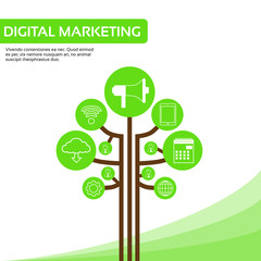 Poster - Technology Tree Social Media Icons Thin Line Logo Set 
