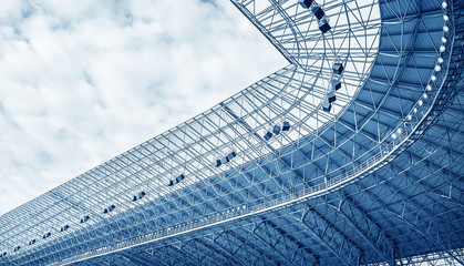 Construction of the stadium roof.