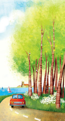 Wall Mural - Illustration of beautiful nature