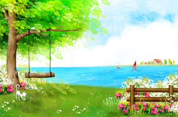 Wall Mural - Illustration of beautiful nature