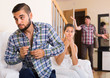 Unfaithfulness: blushed and looked away spouse caught by surpris