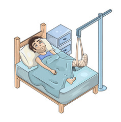 man on a hospital bed isometric illustration/ Isolated Eps 10.