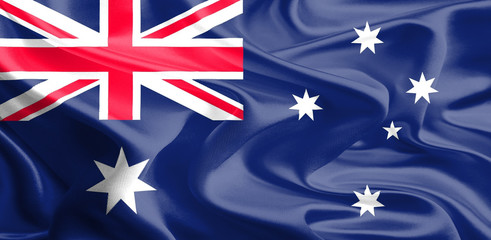 Wall Mural - Waving Fabric Flag of Australia