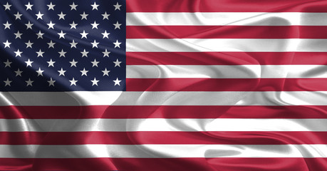 Wall Mural - Waving Fabric Flag of United States of America, USA