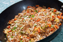 A Wok With American Style Chinese Rice